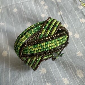 Green and Brown Beaded Bracelet